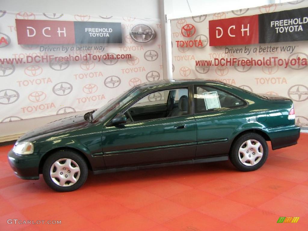 2000 Civic EX Coupe - Clover Green Pearl / Gray photo #4