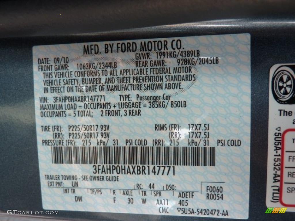 2011 Fusion SE - Steel Blue Metallic / Charcoal Black photo #14