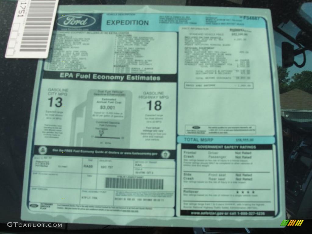 2011 Ford Expedition EL King Ranch 4x4 Window Sticker Photo #48128398