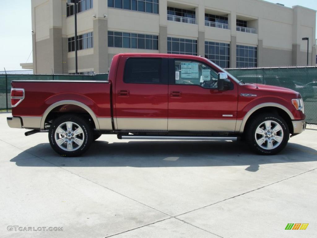 2011 F150 Lariat SuperCrew - Red Candy Metallic / Pale Adobe photo #2