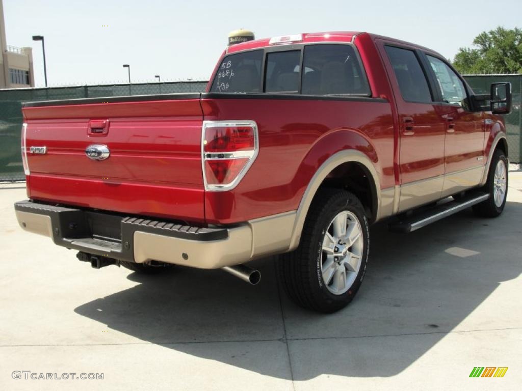 2011 F150 Lariat SuperCrew - Red Candy Metallic / Pale Adobe photo #3