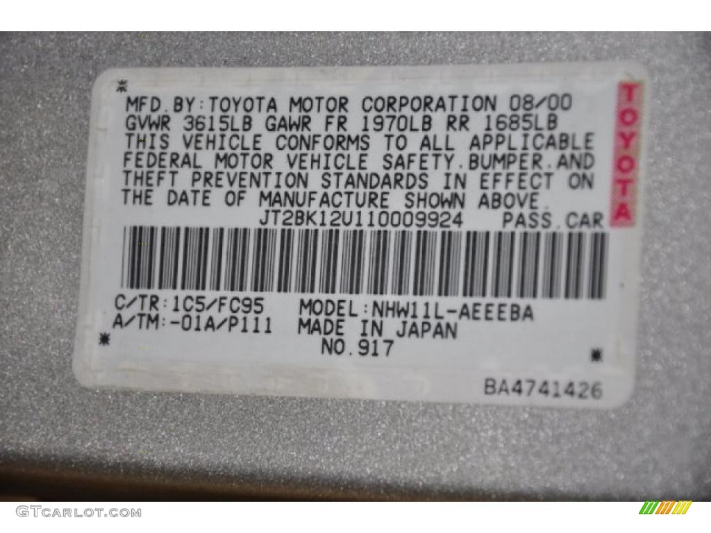2001 Prius Color Code 1C5 for Silver Strata Metallic Photo #48131486