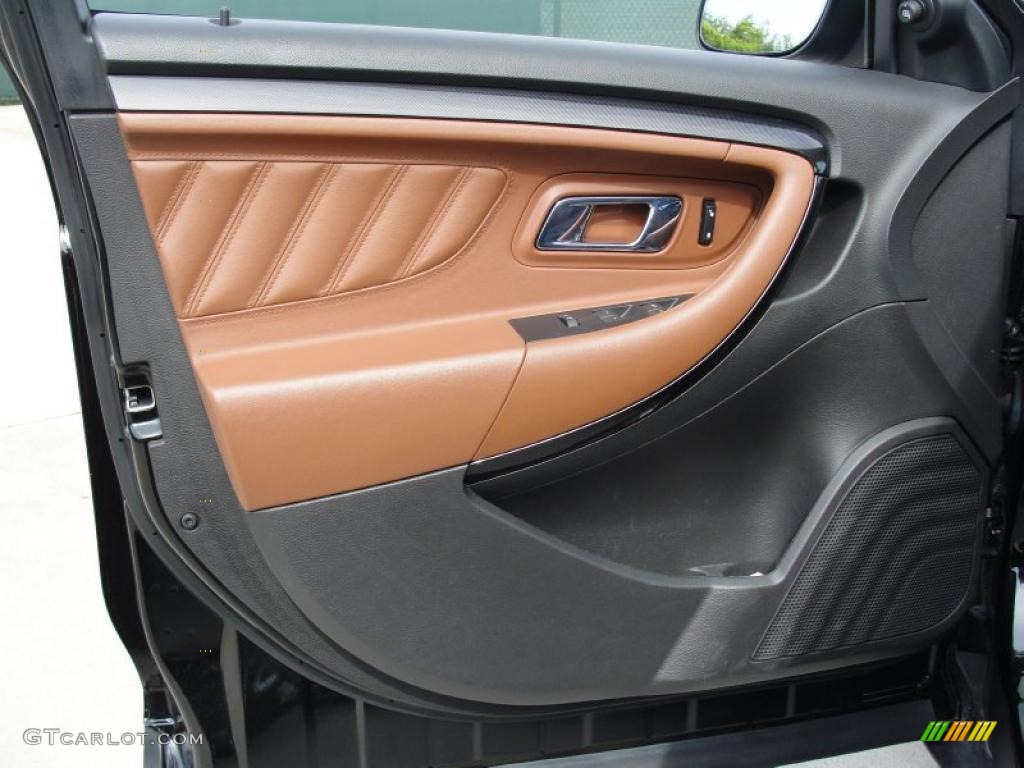 2010 Ford Taurus SHO AWD Charcoal Black/Umber Brown Door Panel Photo #48140325