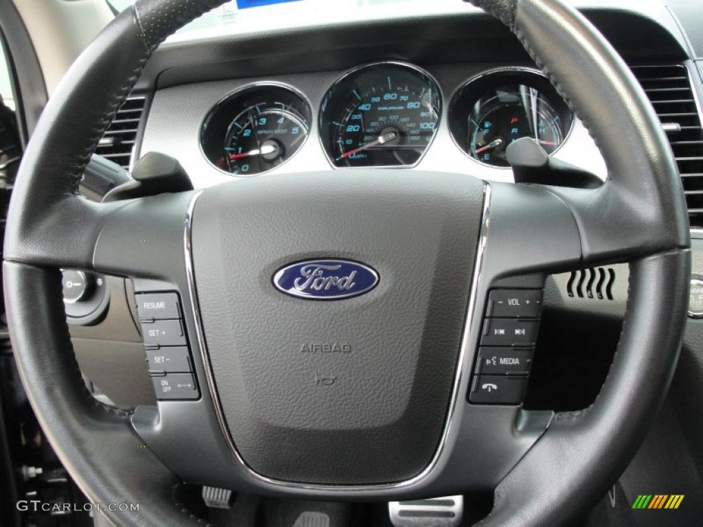 2010 Ford Taurus SHO AWD Charcoal Black/Umber Brown Steering Wheel Photo #48140541