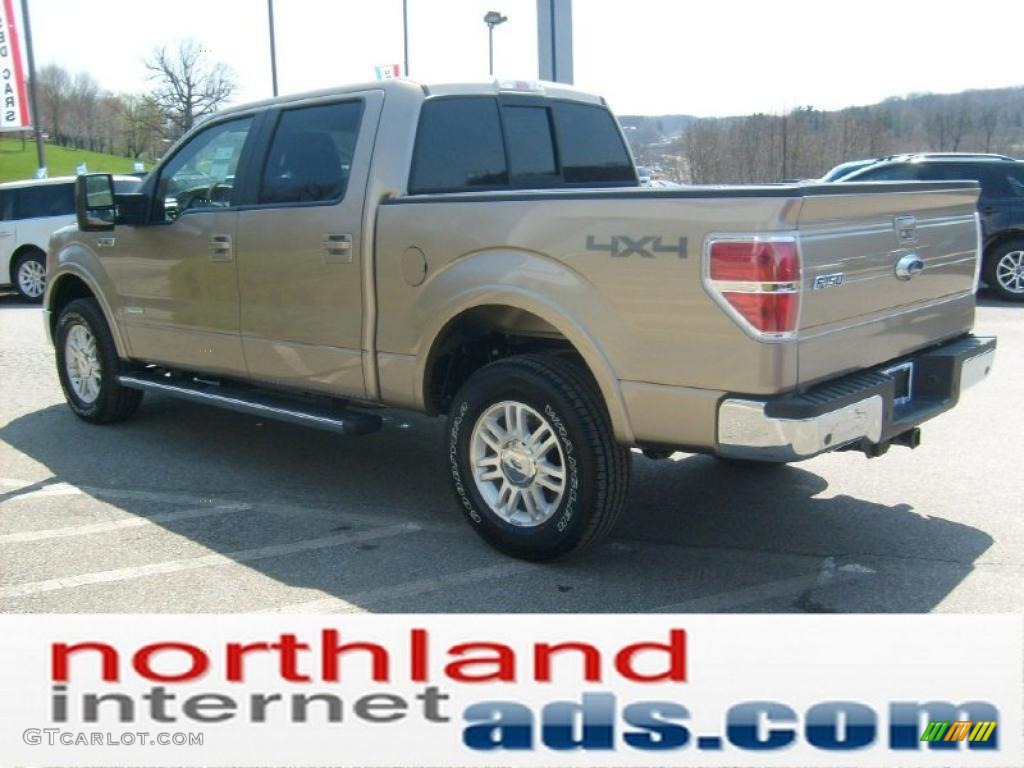 2011 F150 Lariat SuperCrew 4x4 - Pale Adobe Metallic / Black photo #5