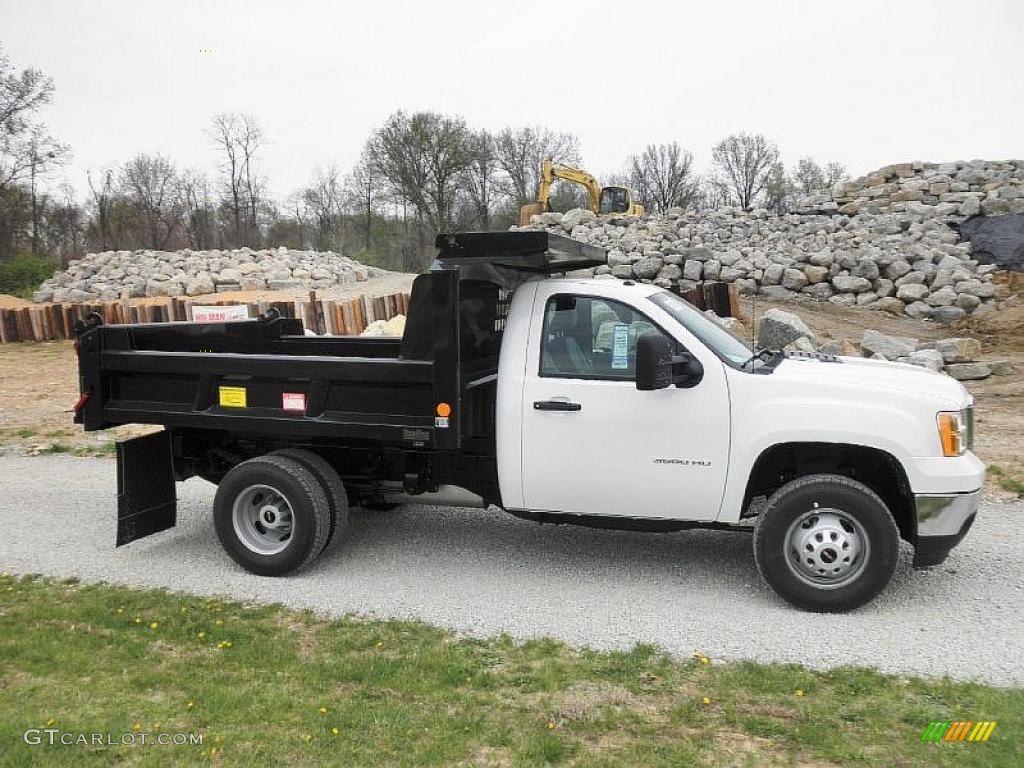 Summit White 2011 GMC Sierra 3500HD Work Truck Regular Cab Chassis Dump Truck Exterior Photo #48148811
