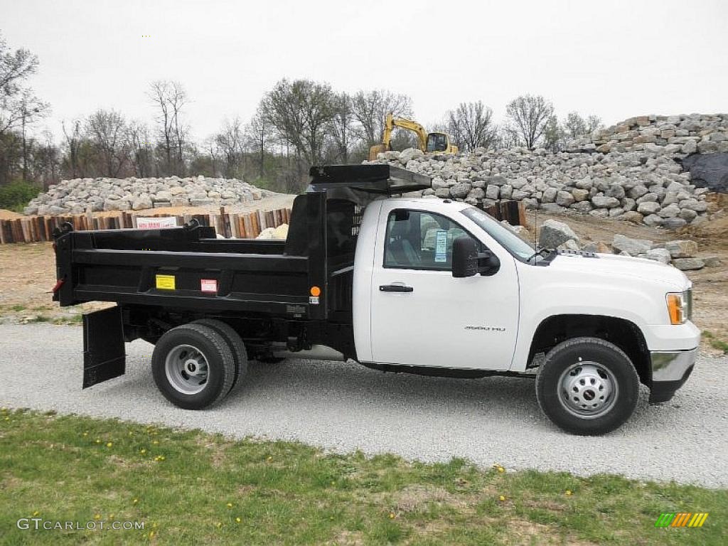 2011 Sierra 3500HD Work Truck Regular Cab Chassis Dump Truck - Summit White / Dark Titanium photo #1