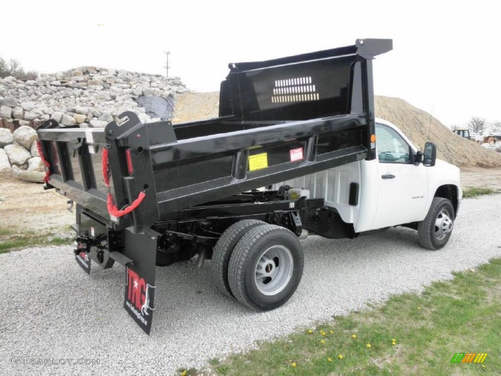 Summit White 2011 GMC Sierra 3500HD Work Truck Regular Cab Chassis Dump Truck Exterior Photo #48149060