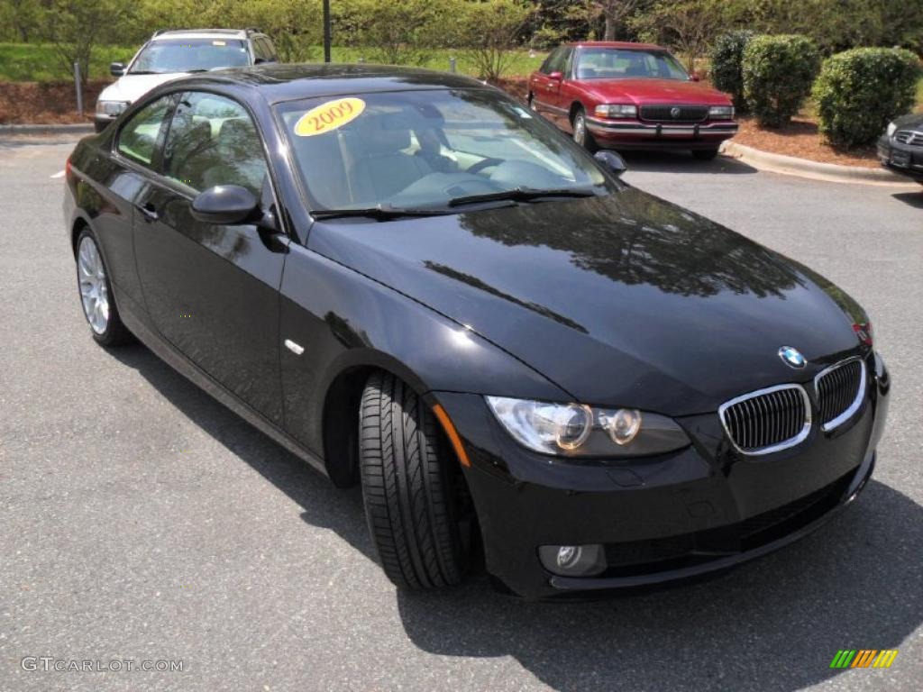 2009 3 Series 328i Coupe - Jet Black / Beige photo #5