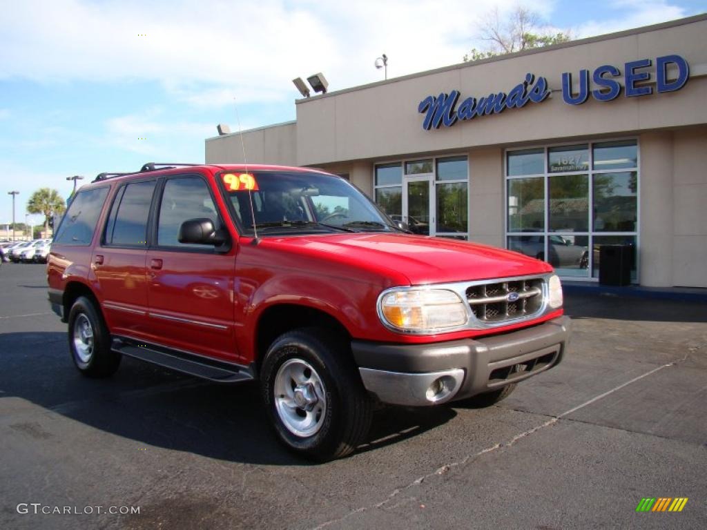 1999 Explorer XLT 4x4 - Bright Red Clearcoat / Medium Graphite Grey photo #2