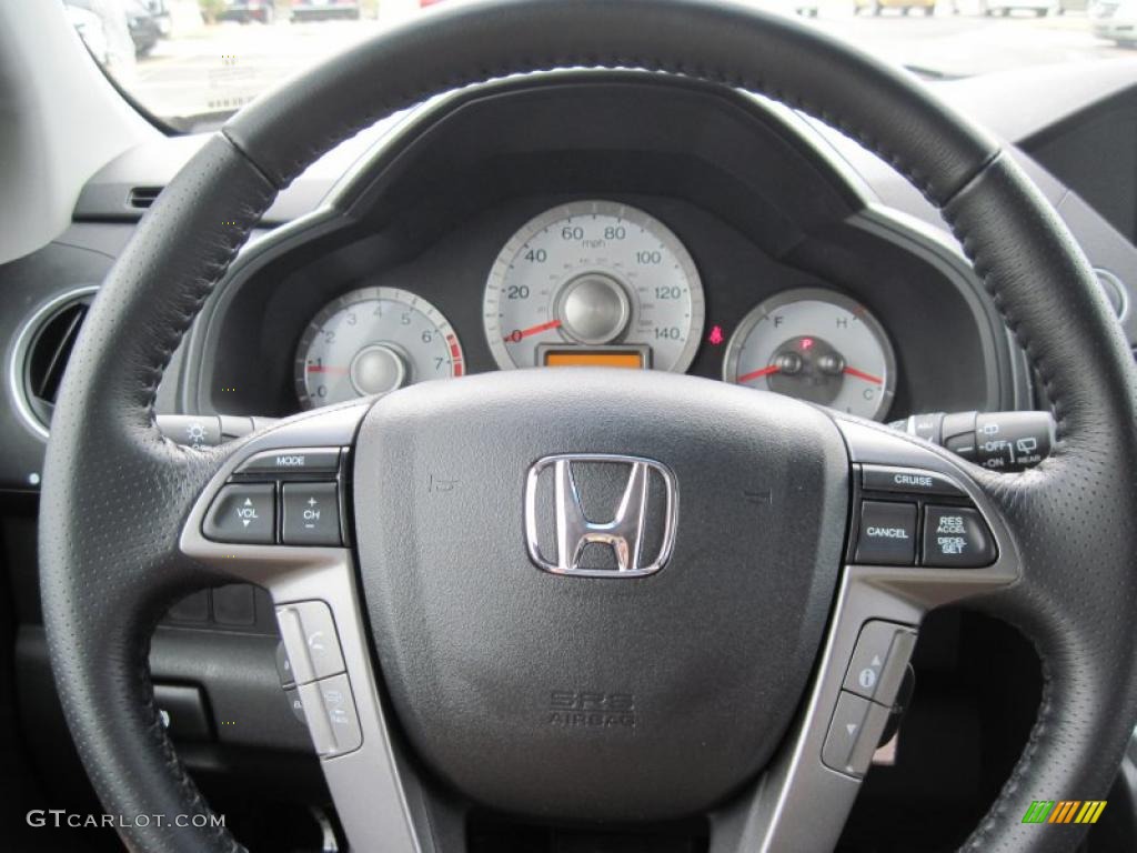 2011 Honda Pilot Touring Black Steering Wheel Photo #48165647