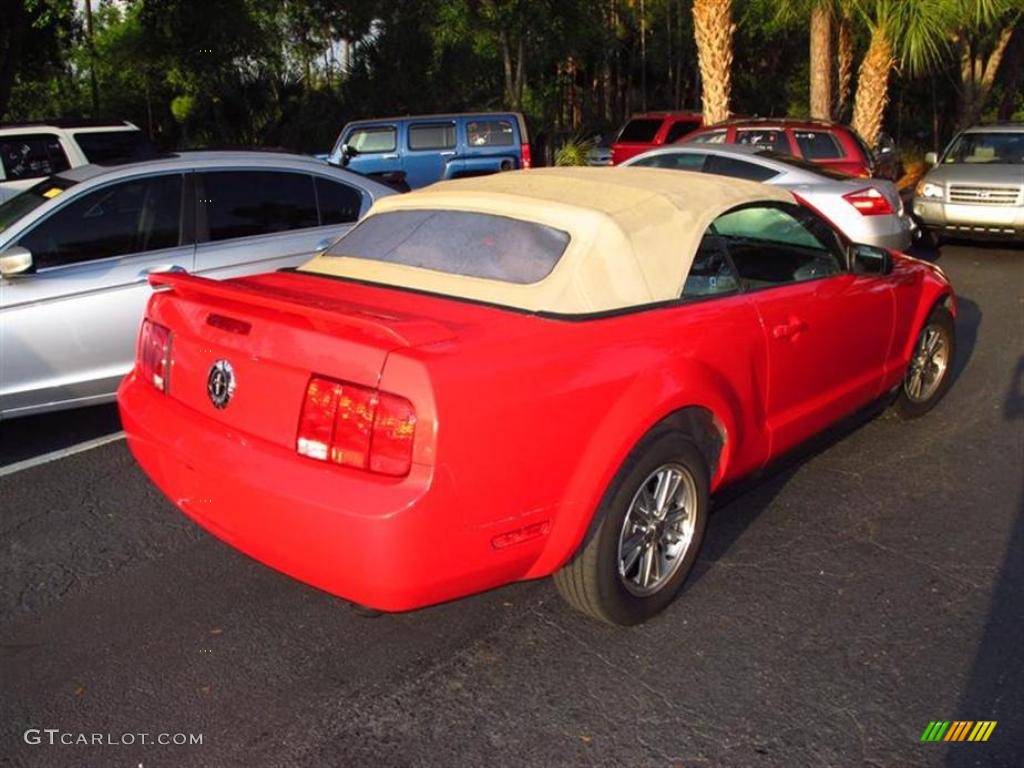 2005 Mustang V6 Premium Convertible - Torch Red / Medium Parchment photo #2