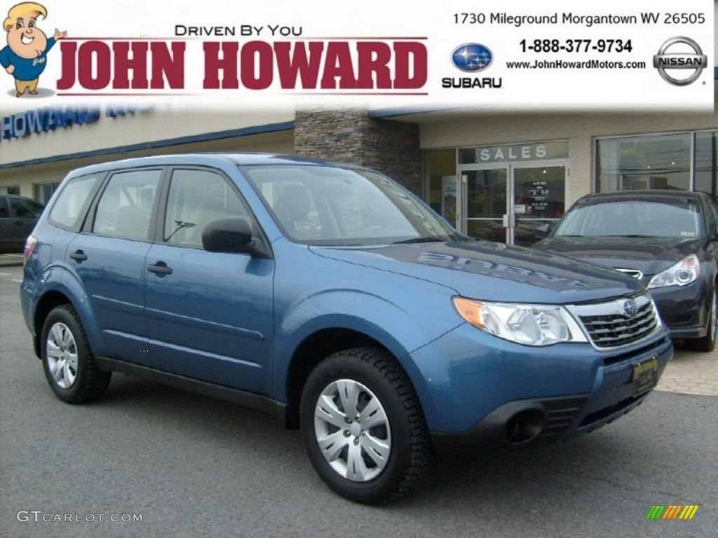 2009 Forester 2.5 X - Newport Blue Pearl / Platinum photo #1