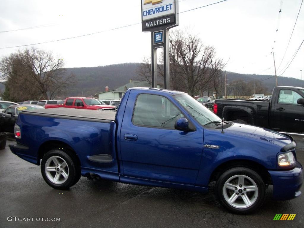 2003 F150 SVT Lightning - Sonic Blue Metallic / Black/Silver photo #2