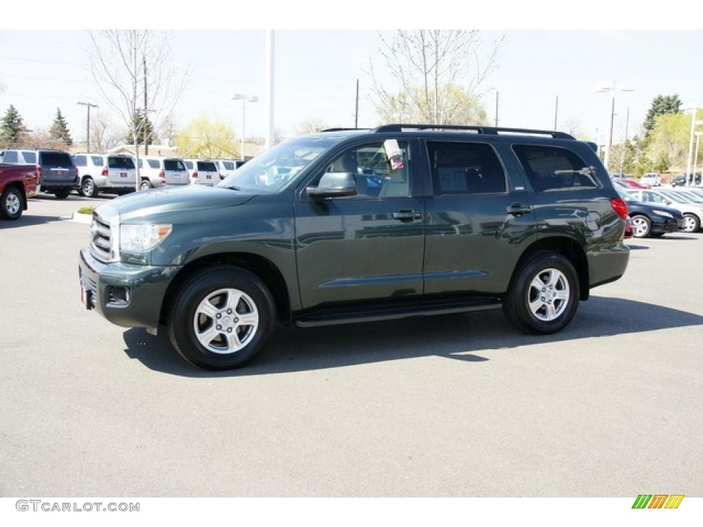 2008 Sequoia SR5 4WD - Timberland Green Mica / Sand Beige photo #5