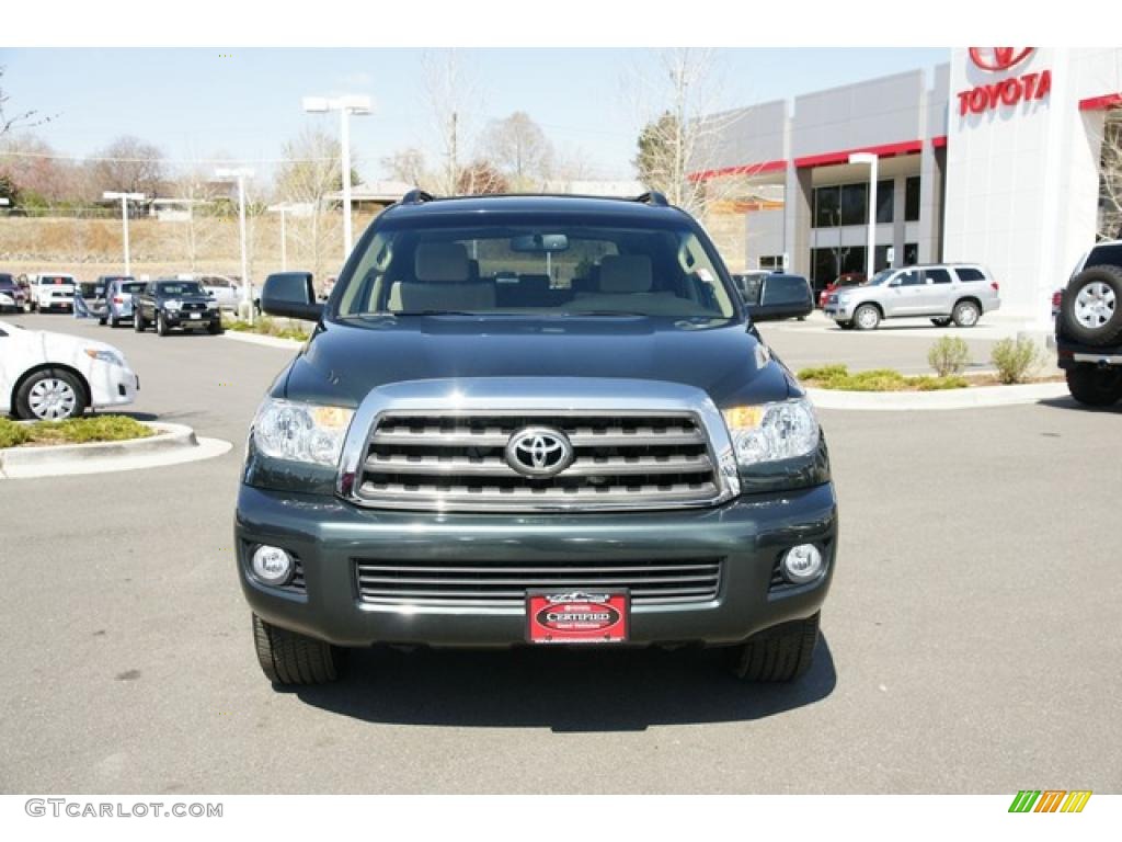 2008 Sequoia SR5 4WD - Timberland Green Mica / Sand Beige photo #6