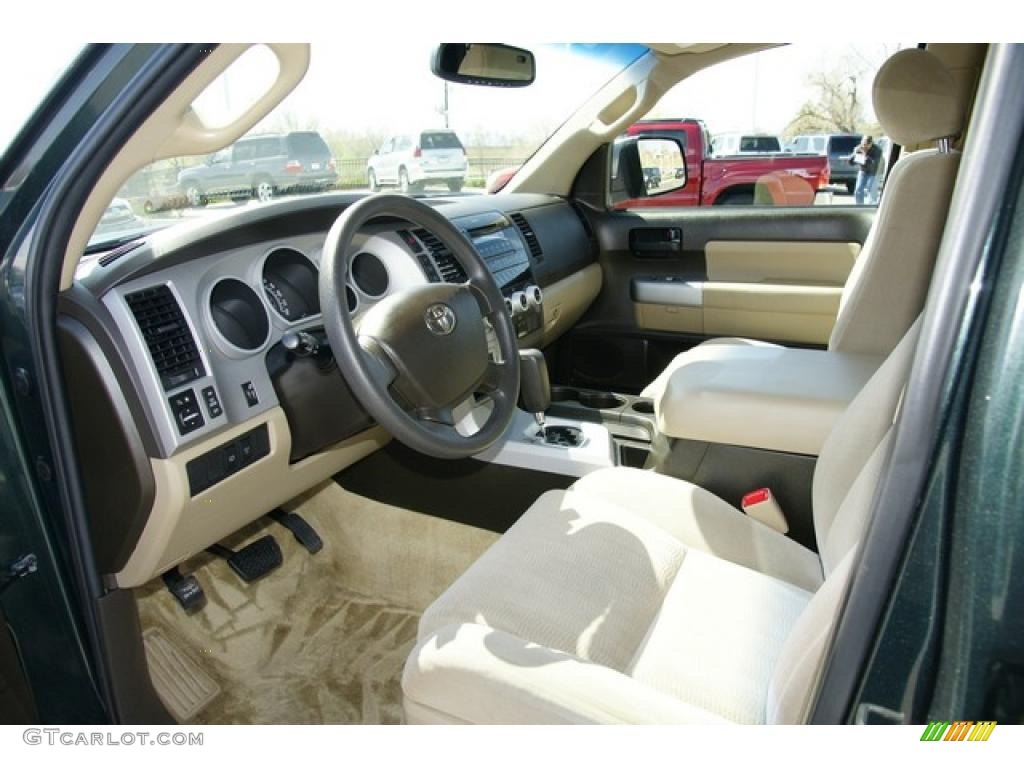 2008 Sequoia SR5 4WD - Timberland Green Mica / Sand Beige photo #8