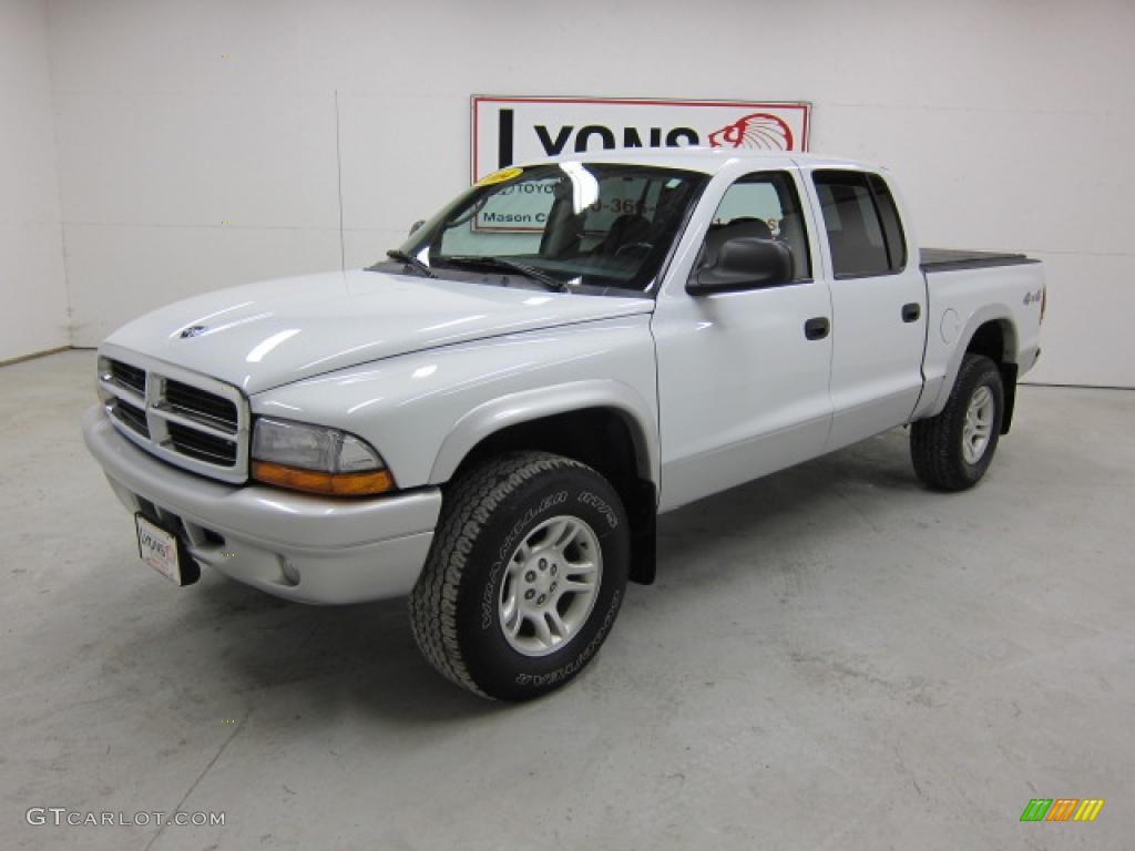 2004 Dakota SLT Quad Cab 4x4 - Bright White / Dark Slate Gray photo #1