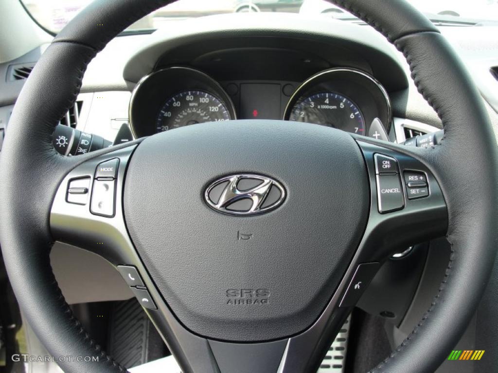 2011 Hyundai Genesis Coupe 3.8 Track Black Leather Steering Wheel Photo #48197683