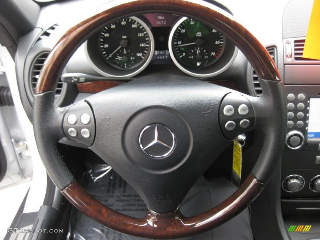 2008 Mercedes-Benz SLK 350 Roadster Black Steering Wheel Photo #48204034