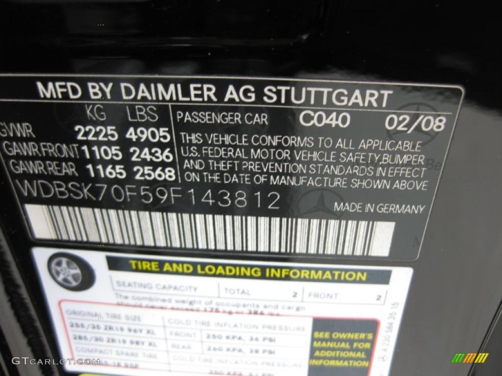 2009 SL Color Code 040 for Black Photo #48204514