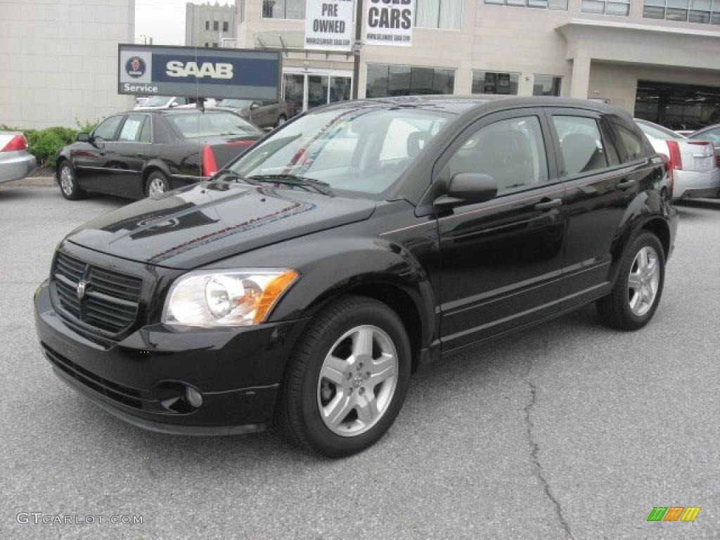 2007 Caliber SXT - Black / Pastel Slate Gray/Red photo #2