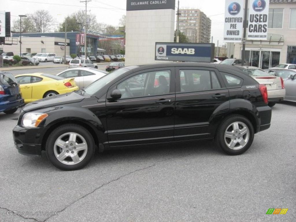 2007 Caliber SXT - Black / Pastel Slate Gray/Red photo #9