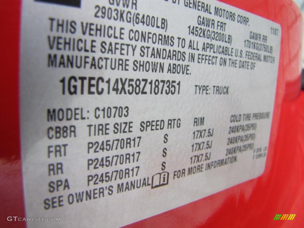 2008 Sierra 1500 Regular Cab - Fire Red / Dark Titanium photo #24