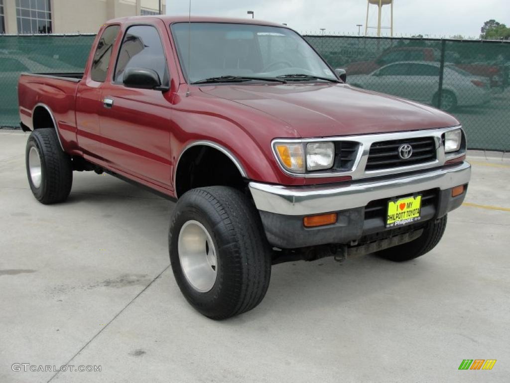 1995 Tacoma Extended Cab 4x4 - Sunfire Red Pearl / Gray photo #1