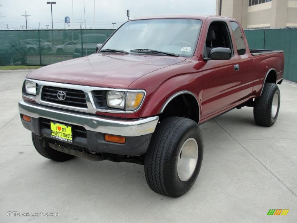 1995 Tacoma Extended Cab 4x4 - Sunfire Red Pearl / Gray photo #7