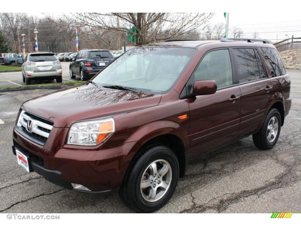 2007 Pilot EX-L 4WD - Dark Cherry Pearl / Saddle photo #2