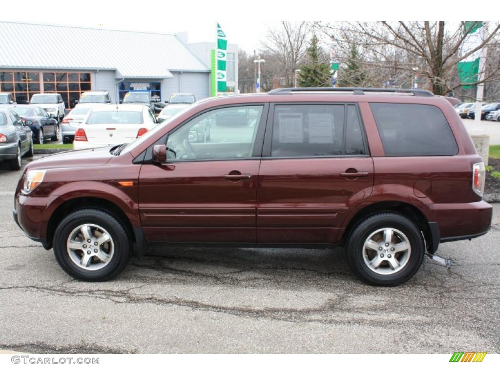 2007 Pilot EX-L 4WD - Dark Cherry Pearl / Saddle photo #3