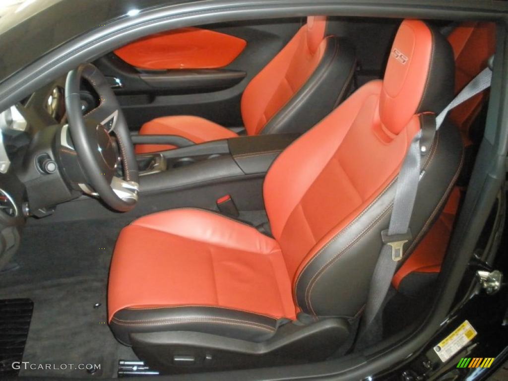 Black/Inferno Orange Interior 2010 Chevrolet Camaro SS Coupe Photo #48212785