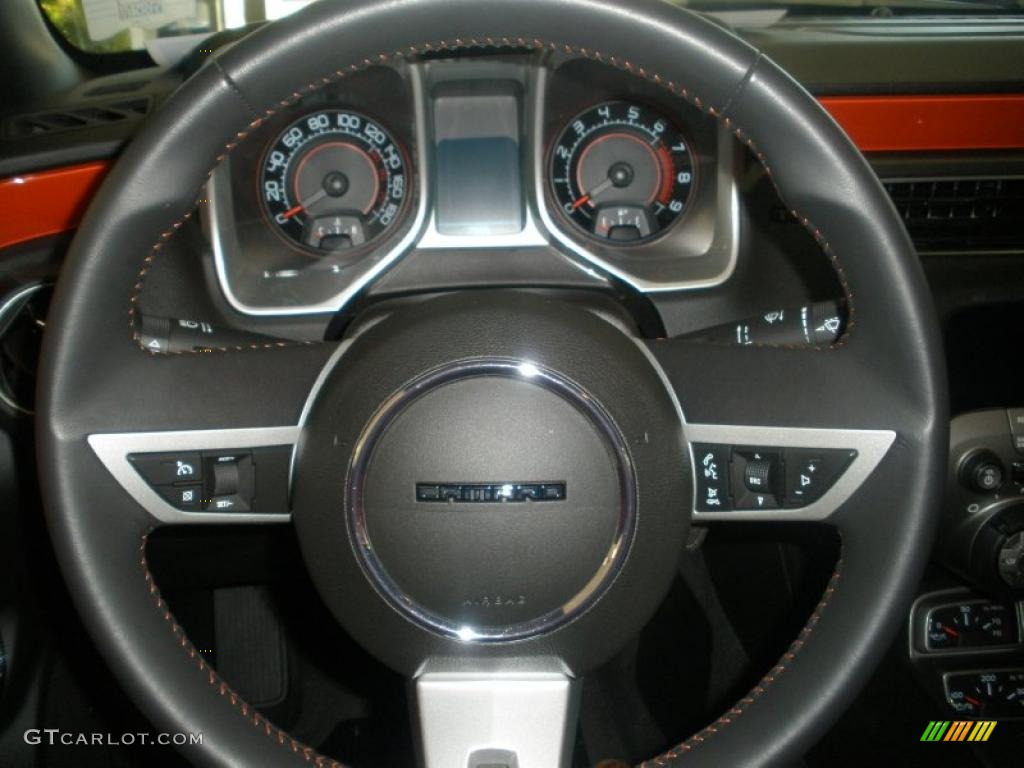 2010 Chevrolet Camaro SS Coupe Black/Inferno Orange Steering Wheel Photo #48212863