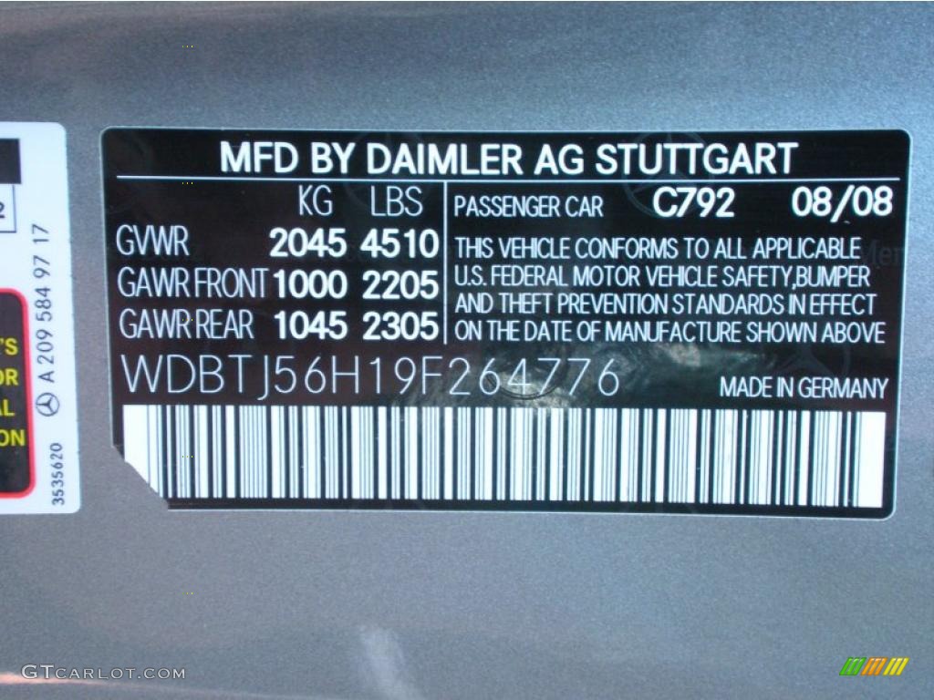 2009 CLK Color Code 792 for Palladium Silver Metallic Photo #48215806