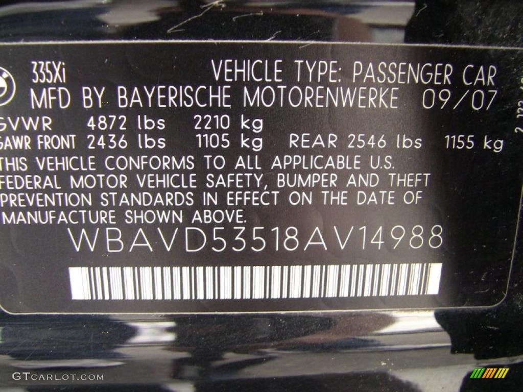 2008 3 Series 335xi Sedan - Black Sapphire Metallic / Black photo #17