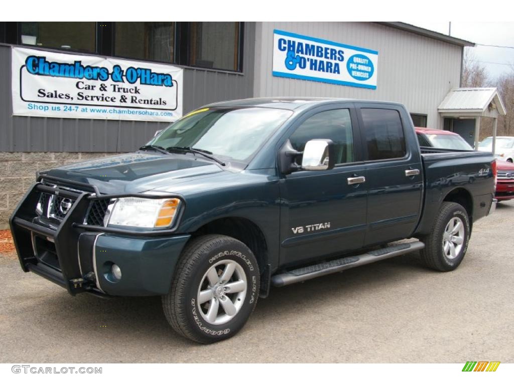 2005 Titan LE Crew Cab 4x4 - Deep Water Blue / Graphite/Titanium photo #1