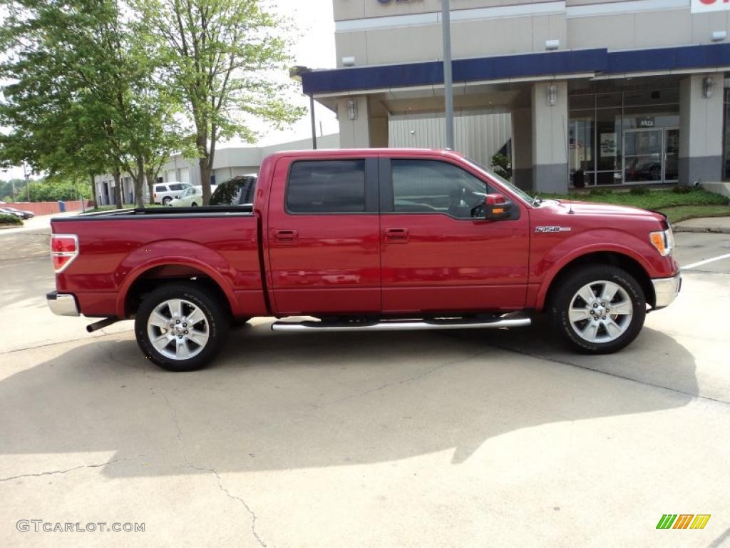 2010 F150 Lariat SuperCrew - Red Candy Metallic / Tan photo #4