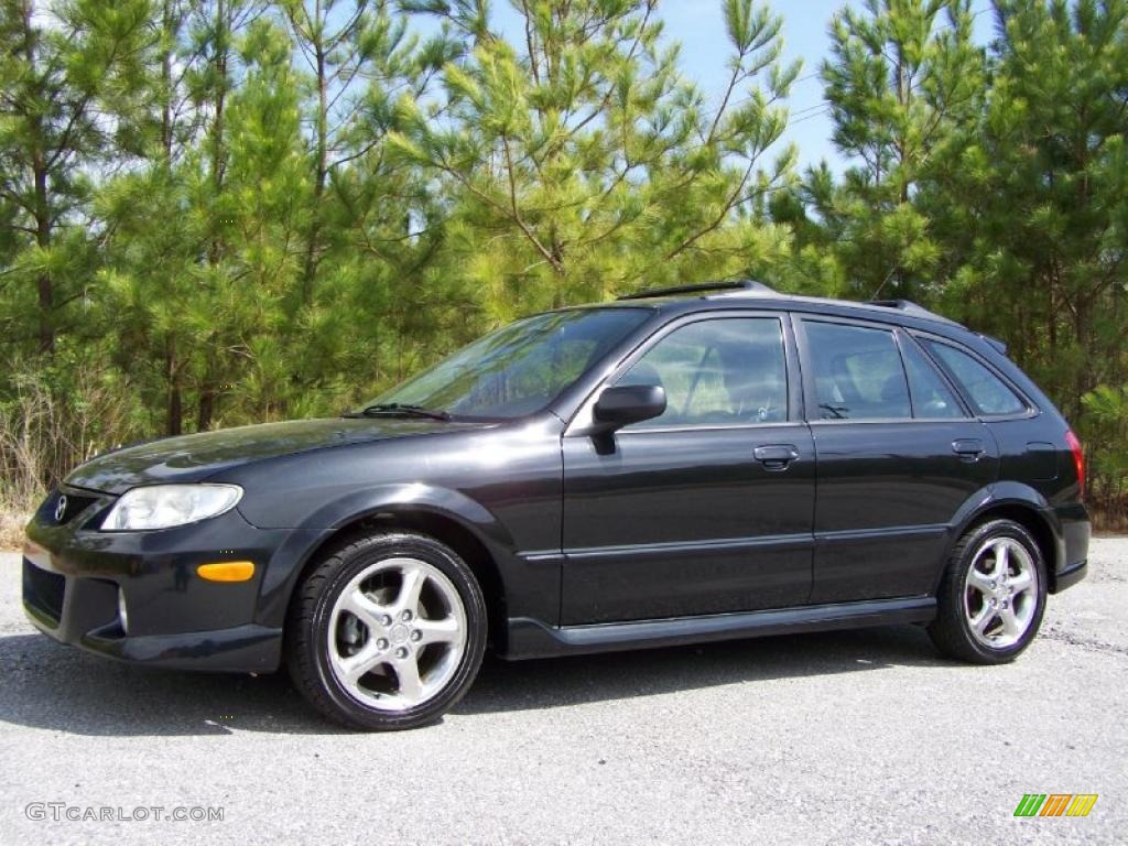 2002 Protege 5 Wagon - Black Mica / Off Black photo #2