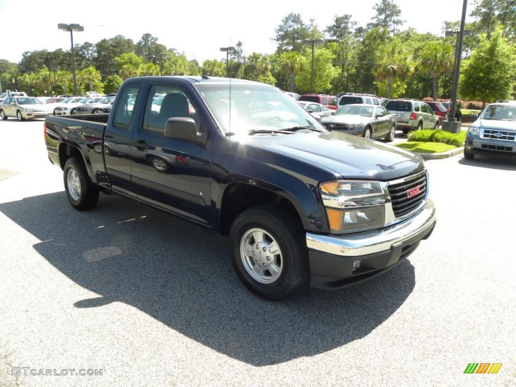 2008 Canyon SLE Extended Cab - Midnight Blue Metallic / Ebony photo #1