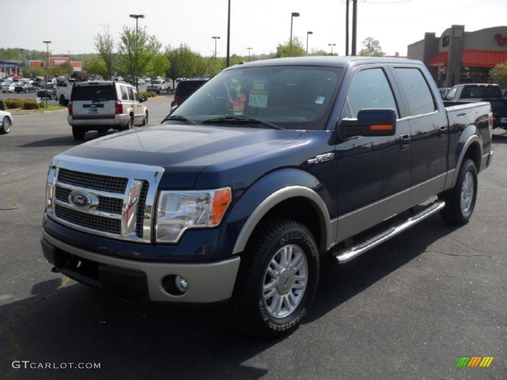 2010 F150 Lariat SuperCrew 4x4 - Dark Blue Pearl Metallic / Tan photo #1
