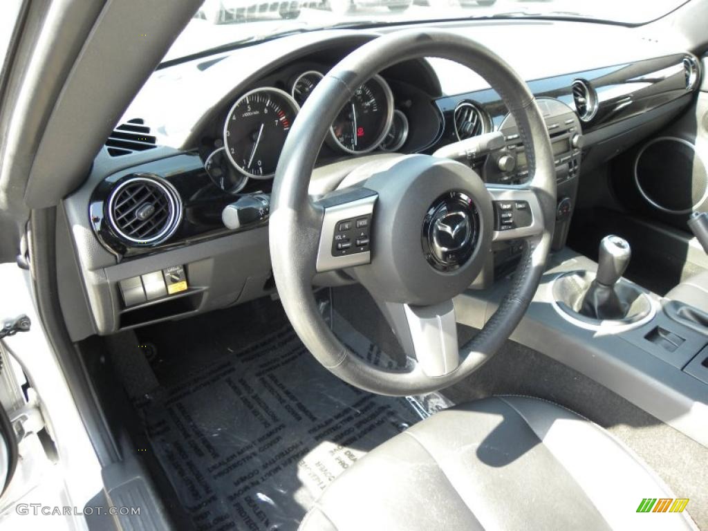 2008 Mazda MX-5 Miata Grand Touring Roadster Black Steering Wheel Photo #48240864