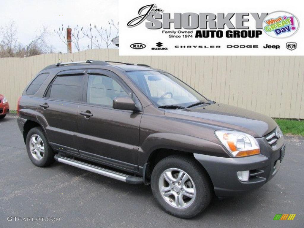 2008 Sportage EX V6 4x4 - Smokey Brown Metallic / Beige photo #1