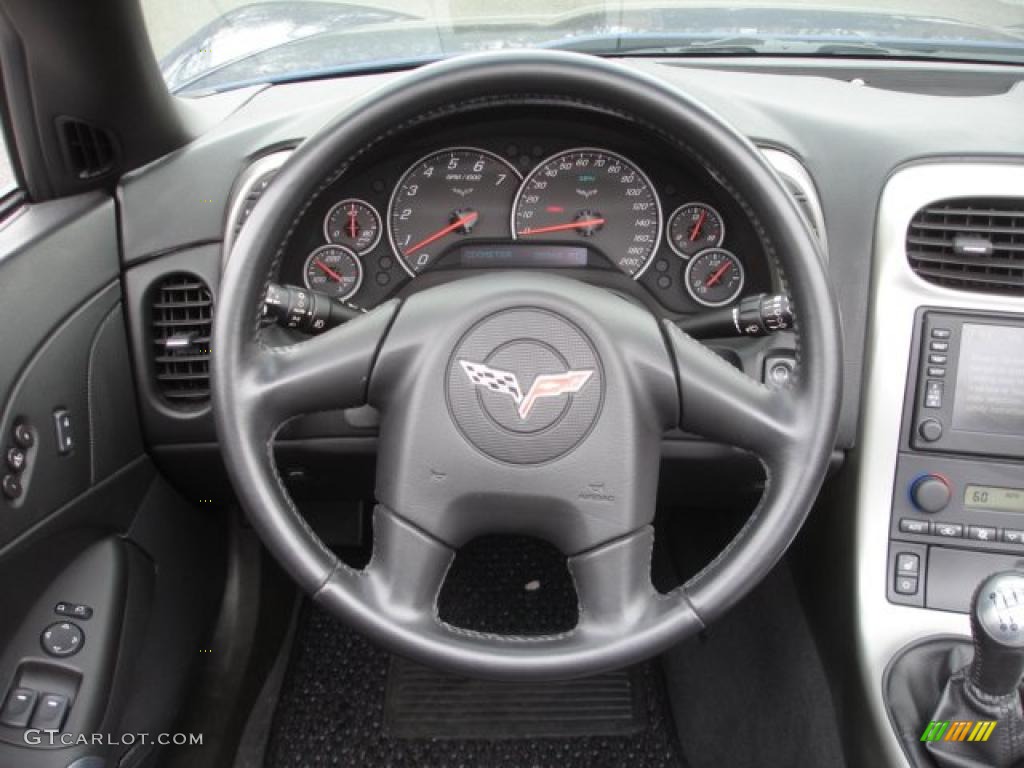 2005 Chevrolet Corvette Convertible Ebony Steering Wheel Photo #48252027