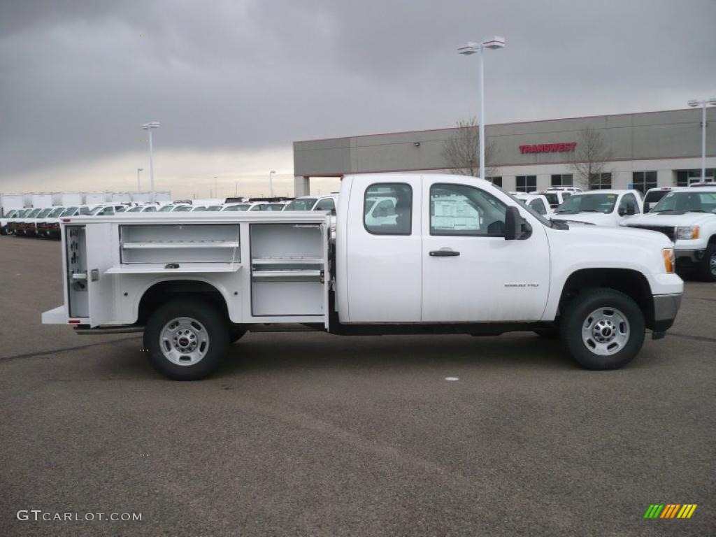 Summit White 2011 GMC Sierra 2500HD Work Truck Extended Cab 4x4 Commercial Exterior Photo #48254685