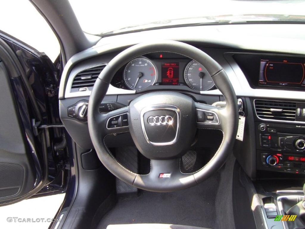2010 Audi S4 3.0 quattro Sedan Black Steering Wheel Photo #48254949
