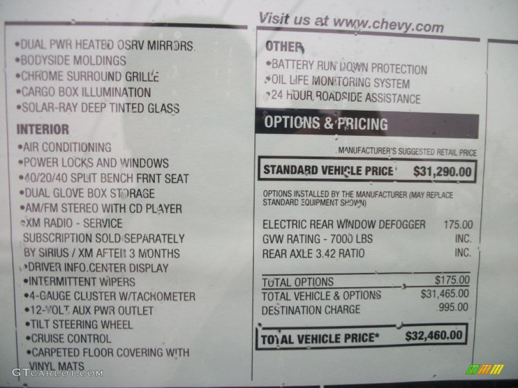 2011 Chevrolet Silverado 1500 LS Extended Cab 4x4 Window Sticker Photo #48259332