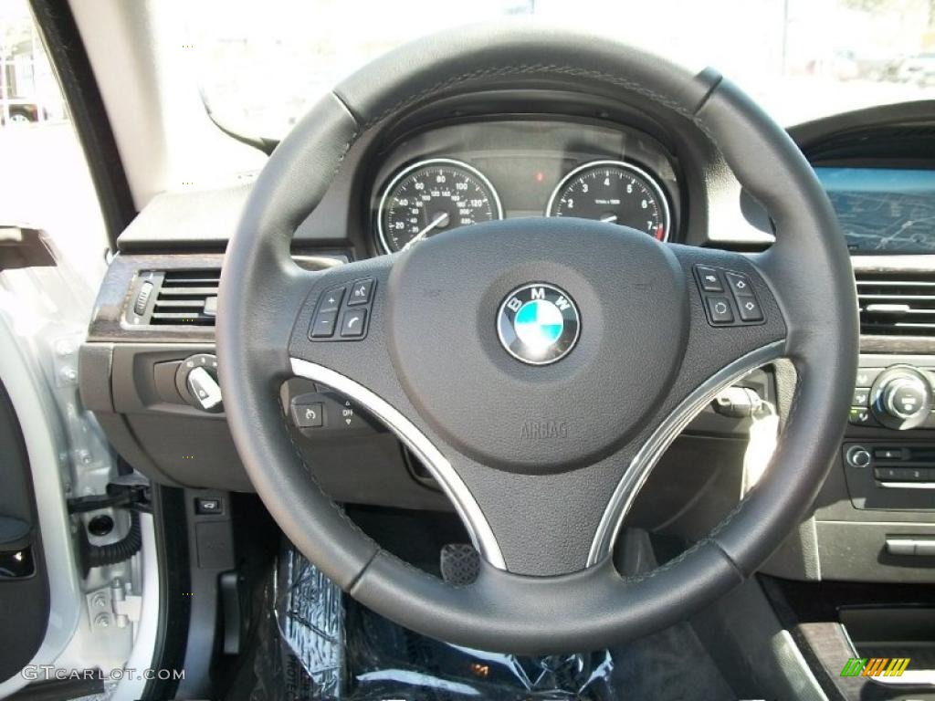 2011 BMW 3 Series 328i xDrive Coupe Black Steering Wheel Photo #48260181