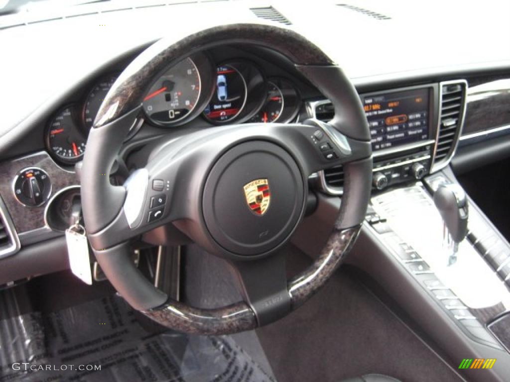 2011 Porsche Panamera S Black Steering Wheel Photo #48262284