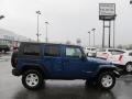 2010 Deep Water Blue Pearl Jeep Wrangler Unlimited Rubicon 4x4  photo #2